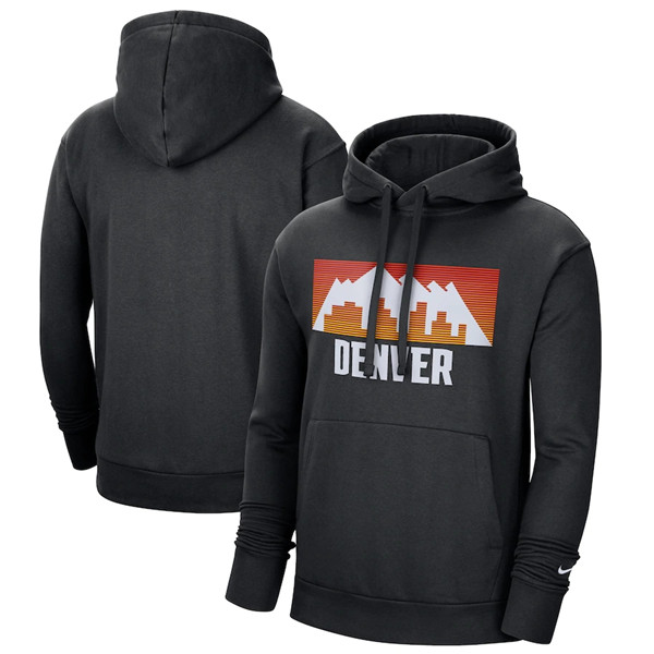 Men's Denver Nuggets 2021 Black City Edition Essential Logo Fleece Pullover Hoodie Men's Denver Nuggets 2021 Black City Edition Essential Logo Fleece Pullover Hoodie